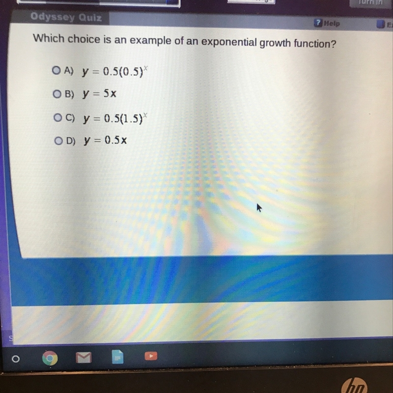 Which choice is an example of an exponential growth function?-example-1