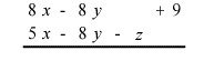 Subtract. ANSWERS: 3x + z + 9 3x - 16y - z + 9 3x - z + 9-example-1