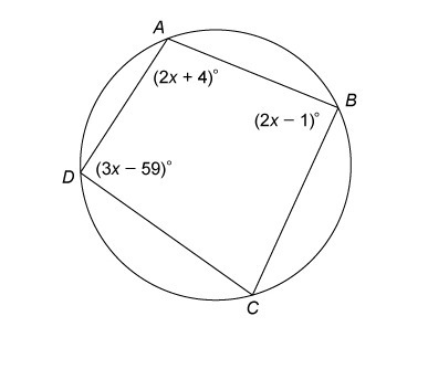 Quadrilateral ABCD ​ is inscribed in this circle. What is the measure of angle C?-example-1