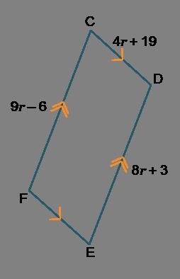 What is the value of r? What is the length of segment EF?-example-1