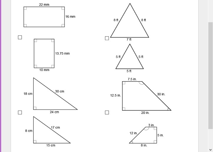 Which pairs of polygons are similar? Select each correct answer.-example-1