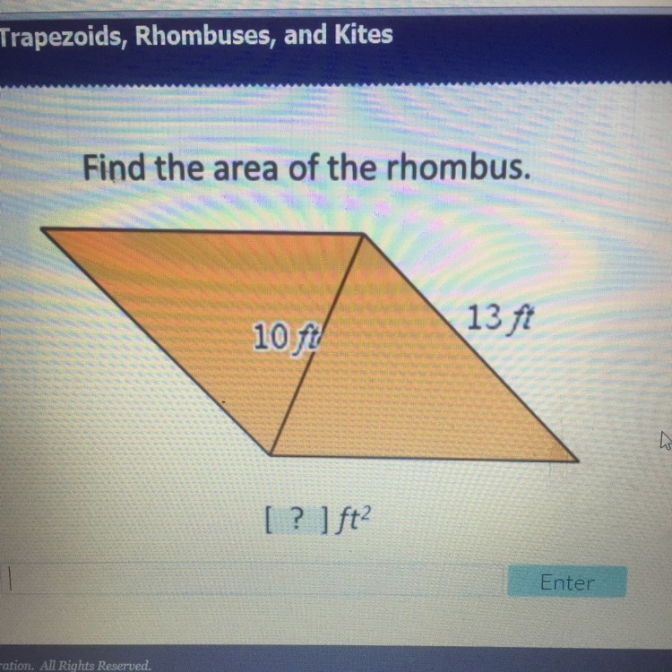 Please help me find the area of the rhombus-example-1