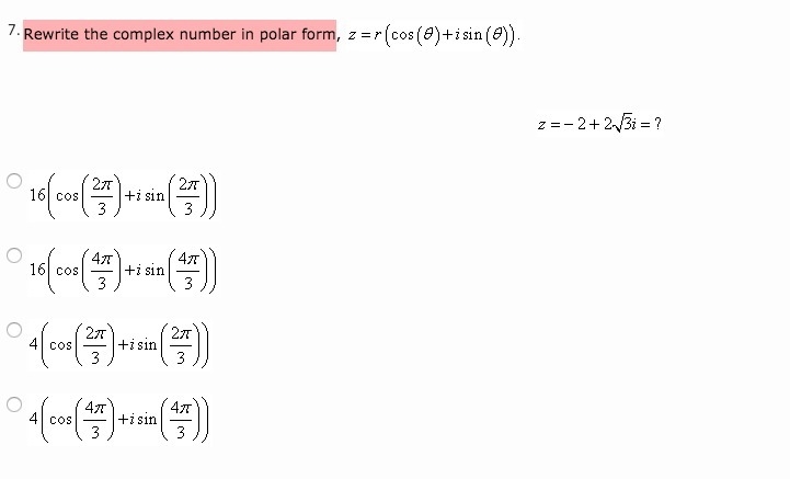 Rewrite the complex number in polar form-example-1