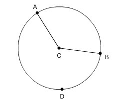 Point C is the center of the circle. What is the measure of angle ACB if measure of-example-1