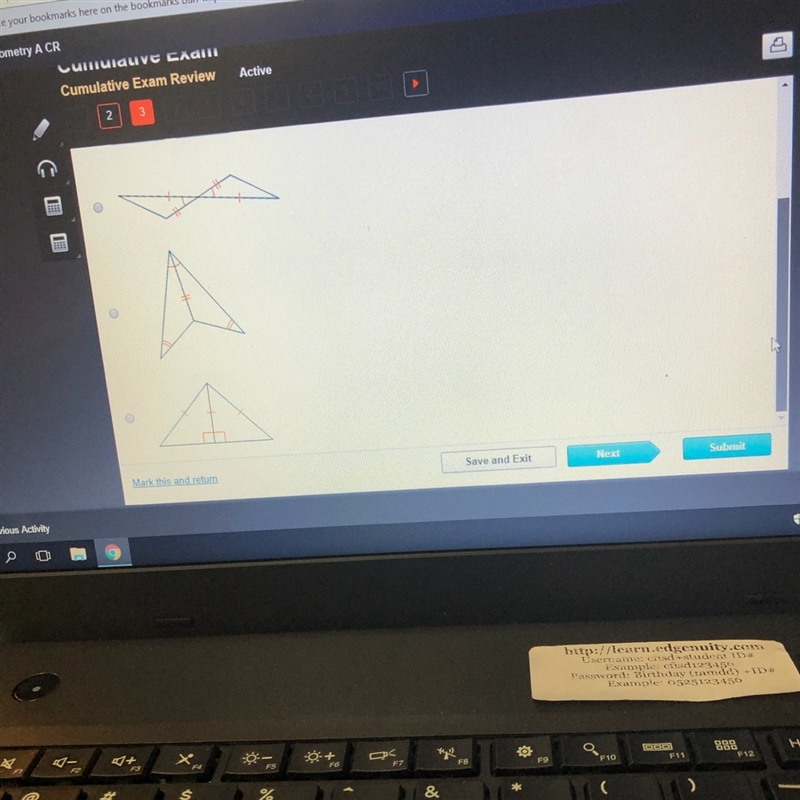 Which pair of triangles can be proven by congruent SAS? HELP ASAP-example-1