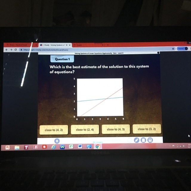 Which is the best estimate of the solution to this system of equations ? A . Close-example-1