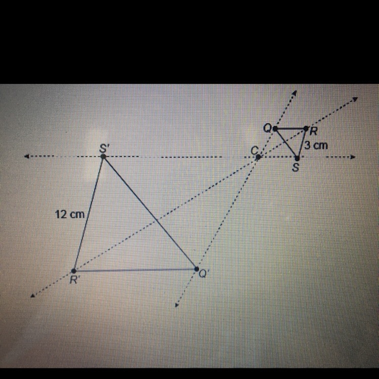 Q’R’S’ is the image of QRS under a dilation through point C. What scale factor was-example-1