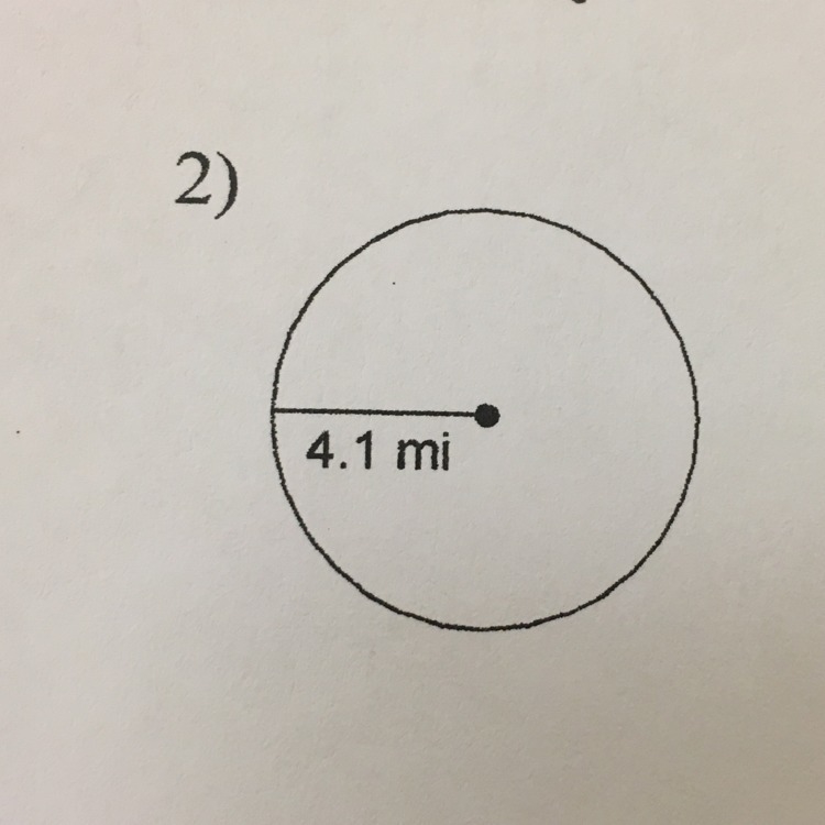 Show work Find the area. Use the calculator’s value of pi. Round your answer to the-example-1