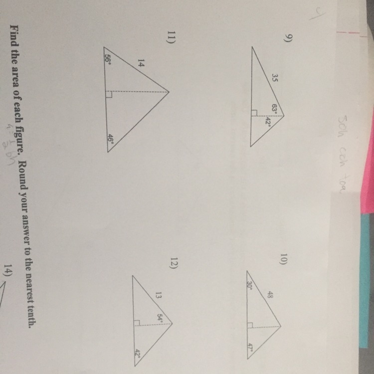 Find the area of each triangle. Round intermediate values to the nearest tenth. Use-example-1