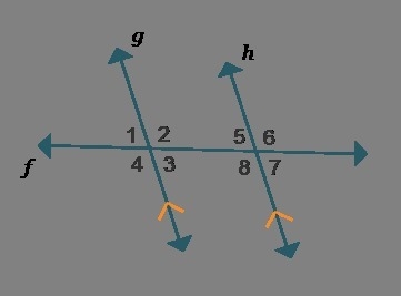 Use the diagram of g | | h, with transversal f, to answer the questions. A pair of-example-1