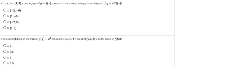 The point (2,8) is on the graph of f(x)=x3. What is the value of b if the point (0.5,8) is-example-1