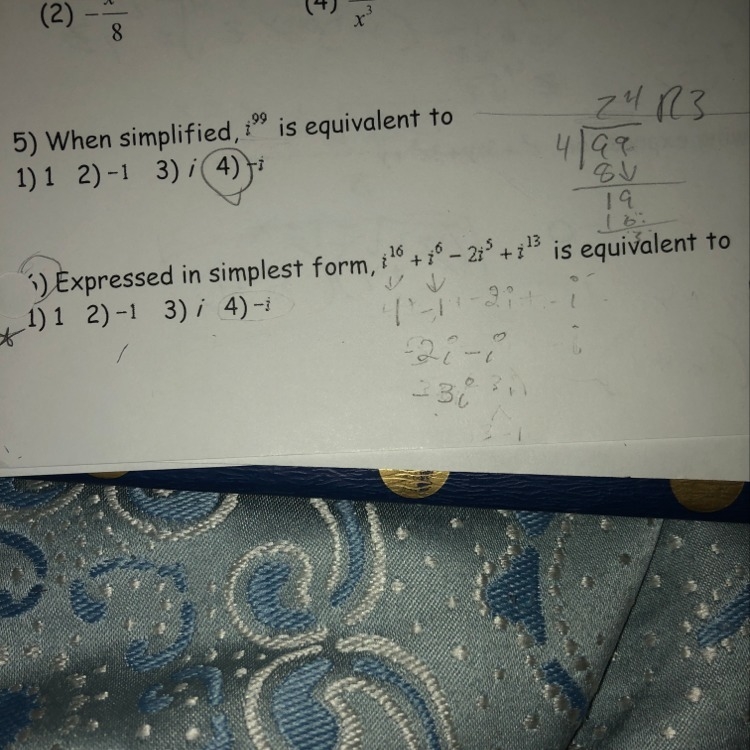 Expressed in simplest form i^16+i^6-2i^5+i^13 is equivalent to..... A) 1 B) -1 C) i-example-1