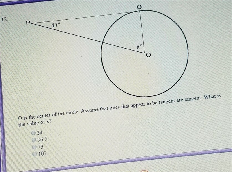 Easy math problem, please help. O is the center of the circle. Assume that lines appear-example-1