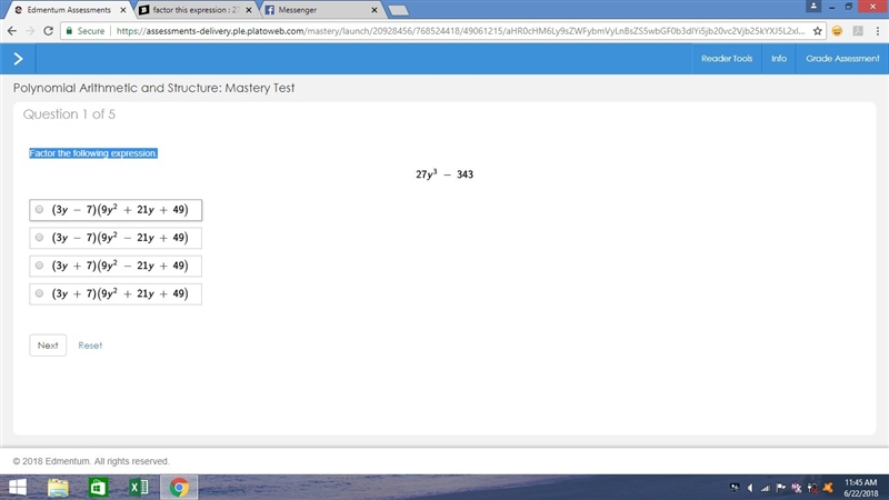 Factor this expression : 27y^3 - 343-example-1