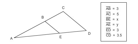 Triangle ABE is similar to triangle ACD. Find x.-example-1