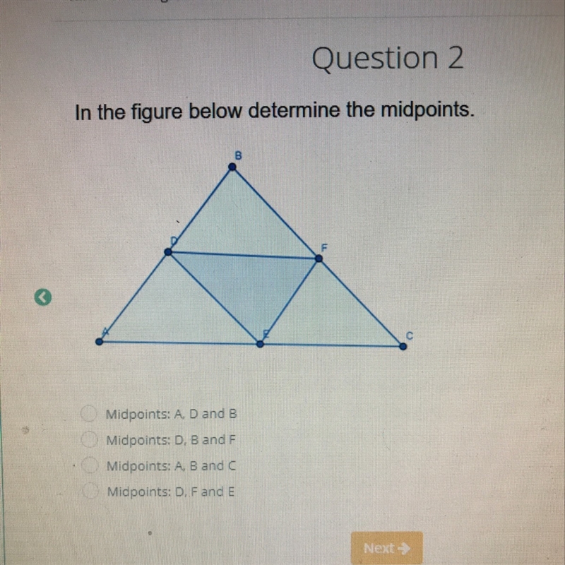 In the figure below determine the midpoints-example-1