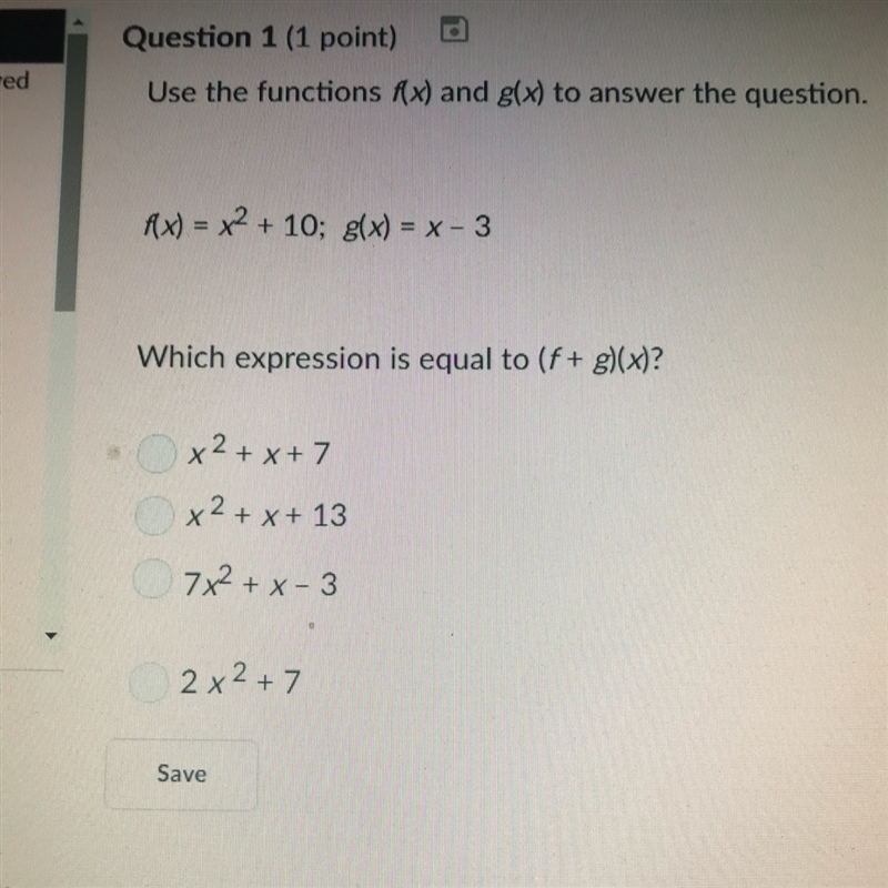 Which expressions is equal to (f+g)(x)-example-1