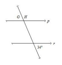 If p || r, then what is m∠G The diagram is not to scale. Question 2 options: 110 34 146 100-example-1