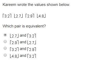 Kareem wrote the values shown below.-example-1