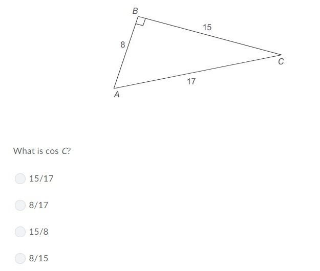 Which answer choice is cos C?-example-1