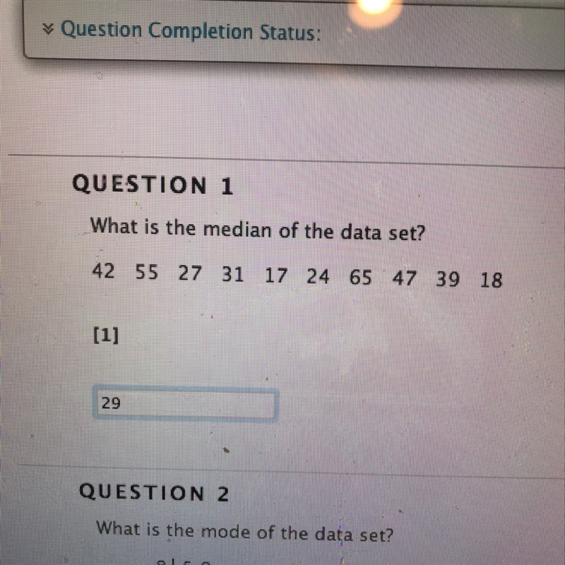 What is the median of the data set? Is 29 the right answer?-example-1