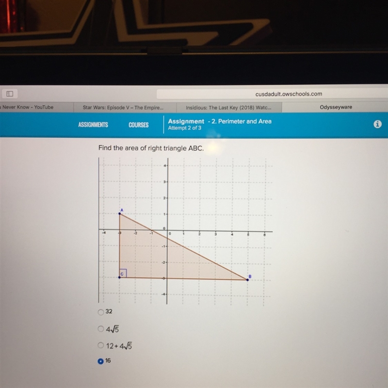 Find the area of right triangle ABC-example-1