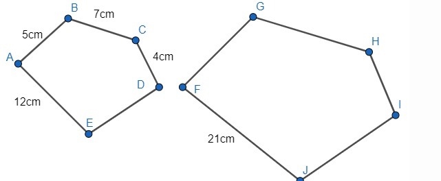 Find the missing side length for JI given the models perimeter on the left is 34cm-example-1