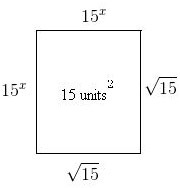 The area of the square shown below is 15 square units. The length of each side is-example-1