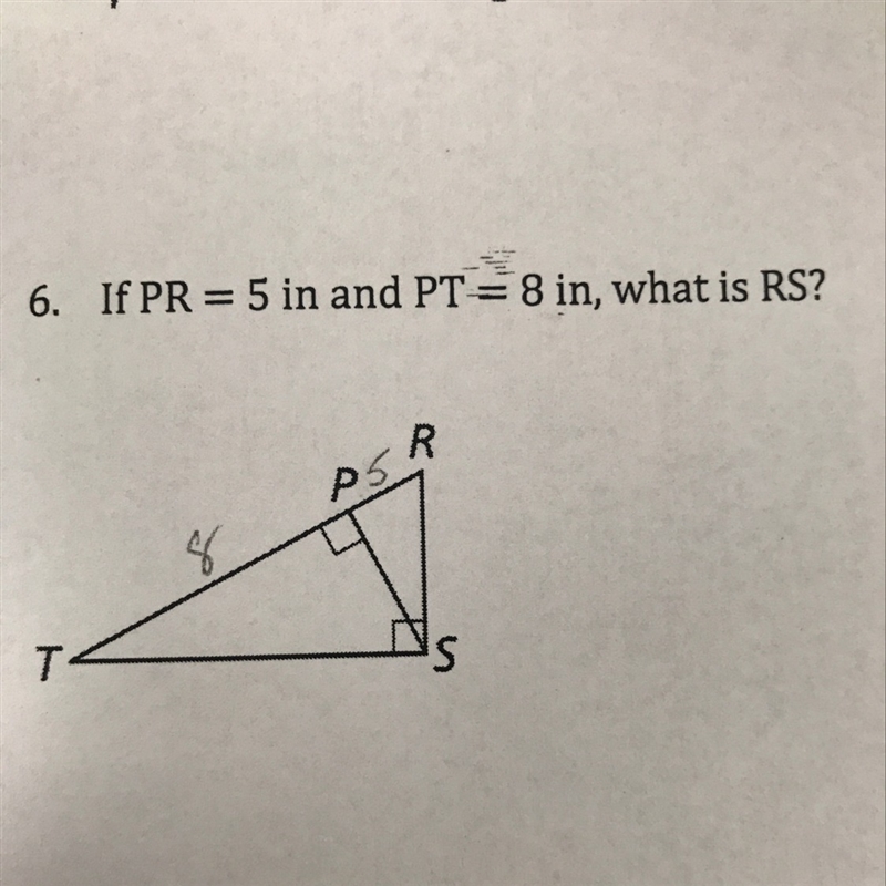 If pr=5 in and pt=8in what is rs-example-1