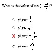 What is the value of tan (-2pi/3)? the correct answer is sqrt 3 but how do i get that-example-1