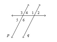 Find the value of x for which p is parallel to q, if m∠1 = (9x) and m∠3 = 117. The-example-1