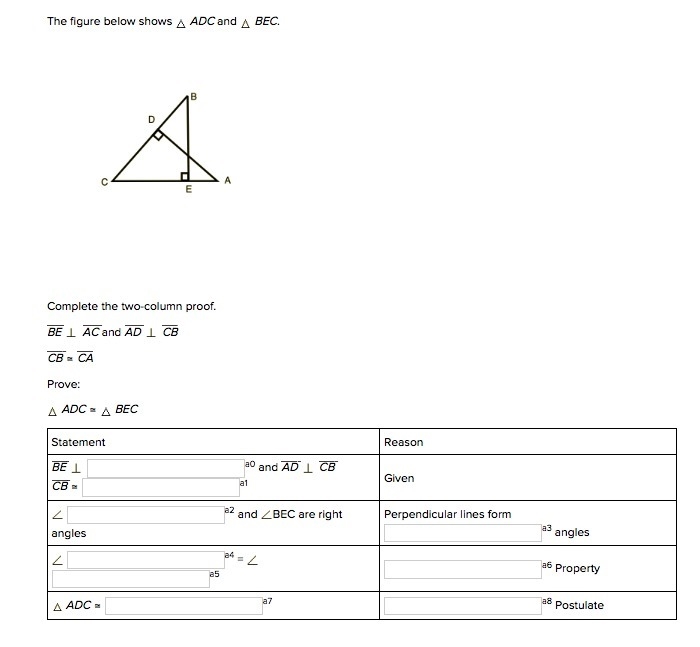 PLZZ Help FAST!!! The figure below shows ADC and BEC . Complete the two-column proof-example-3