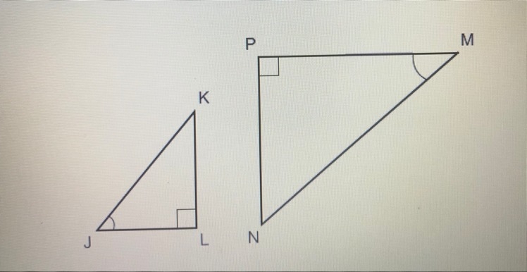 2. The triangles are similar. write a similarity statement for the triangles. A. Triangle-example-1