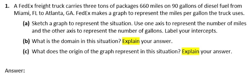 A FedEx freight truck carries three tons of packages 660 miles on 90 gallons of diesel-example-1