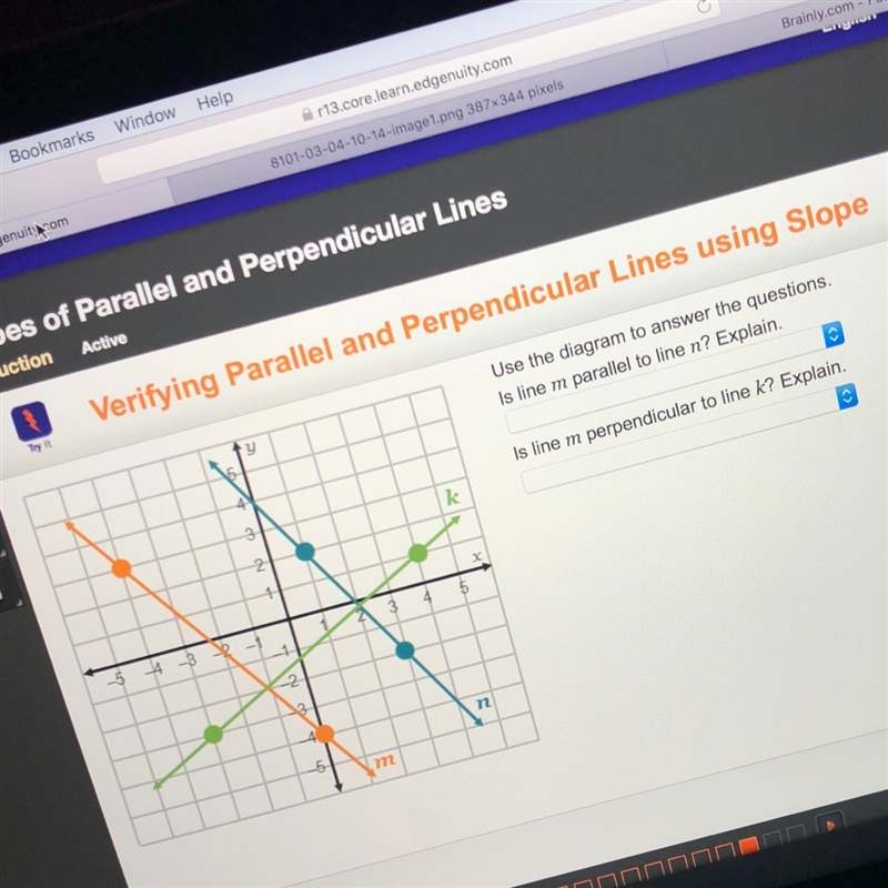 Use the diagram that awnser the questions. Is line m parallel to line n? Explain Is-example-1