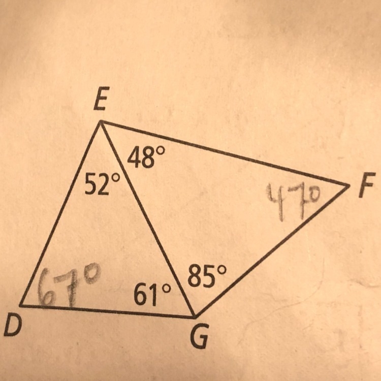 SOMEBODY PLEASE HELP ME: Determine which side is the shortest in each diagram:-example-1