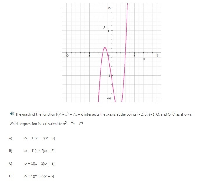 Which expression is equivalent to x3 – 7x – 6?-example-1