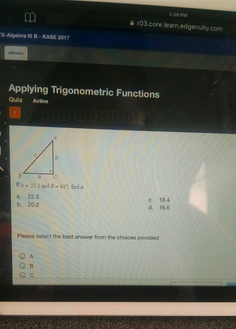 If b=33.2 and B=61 find a-example-1