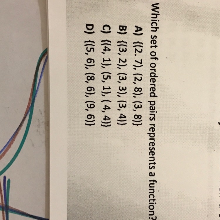 Which set of ordered pairs represents a function?-example-1