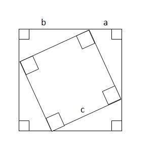 When proving the Pythagorean Theorem, we use the given diagram. The area of the large-example-1