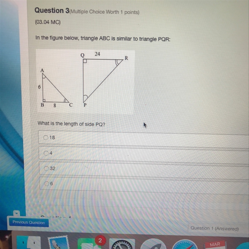 Please help! Picture included!!! In the figure below, triangle ABC is similar to triangle-example-1