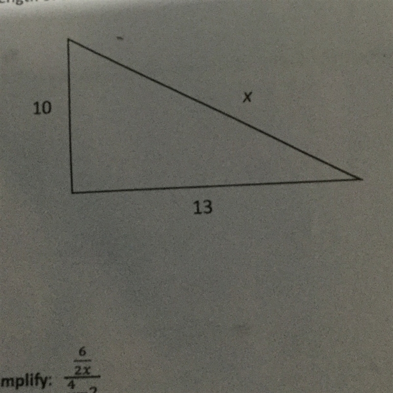 Find the length of side x in the figure. Round to the nearest whole number, if necessary-example-1