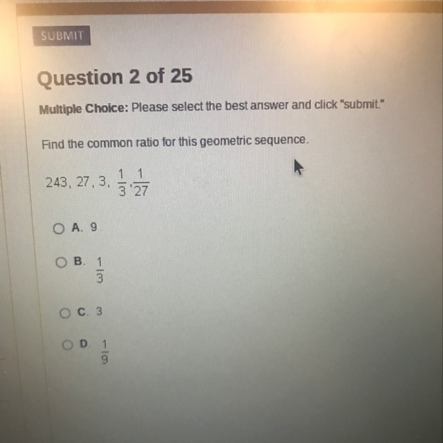 Find the common ratio geometric sequence please-example-1