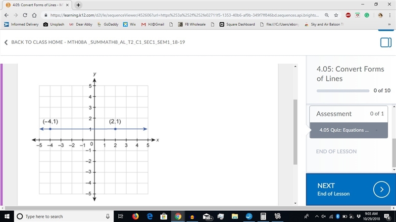 What is the equation of the line shown in this graph? A function graph of a line with-example-1