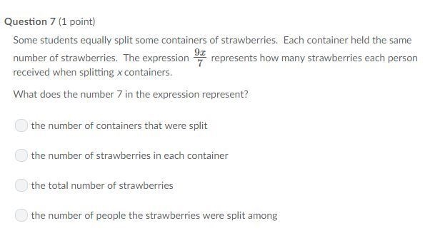 PLZZ HEELP!!!!!!!! TEN POINTS!!!! Some students equally split some containers of strawberries-example-1