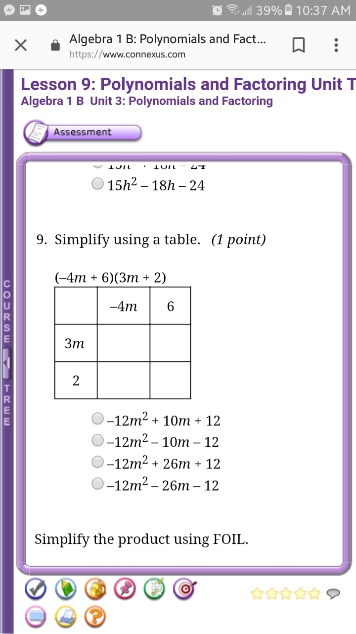 7. Simplify the product using the distributive property. (5h - 3)(3h + 7) (A). 15h-example-2