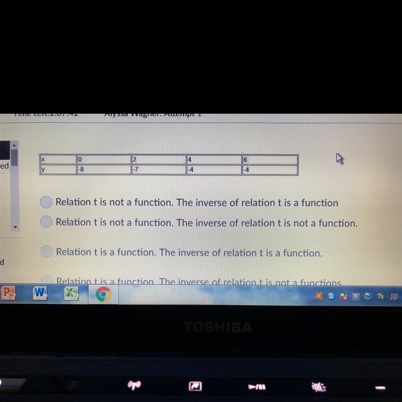 Is relation to t a function? is the inverse of relation t a function?-example-1