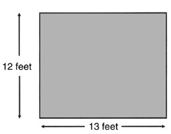 What's the area of the room in this diagram? A. 156 square feet B. 84 square feet-example-1