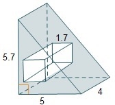 A rectangular prism with a square base is cut from the center of a triangular prism-example-1