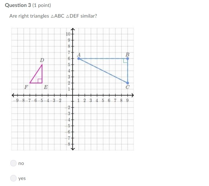 Are the two right triangles similar?-example-1